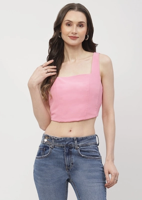 Non Chafing Edges Madame Solid Pink Corset Style Top