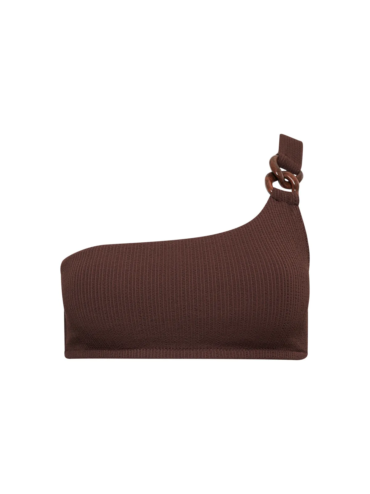 Stay Connected One-Shoulder Bikini Top Espresso CompressionSupportWeave