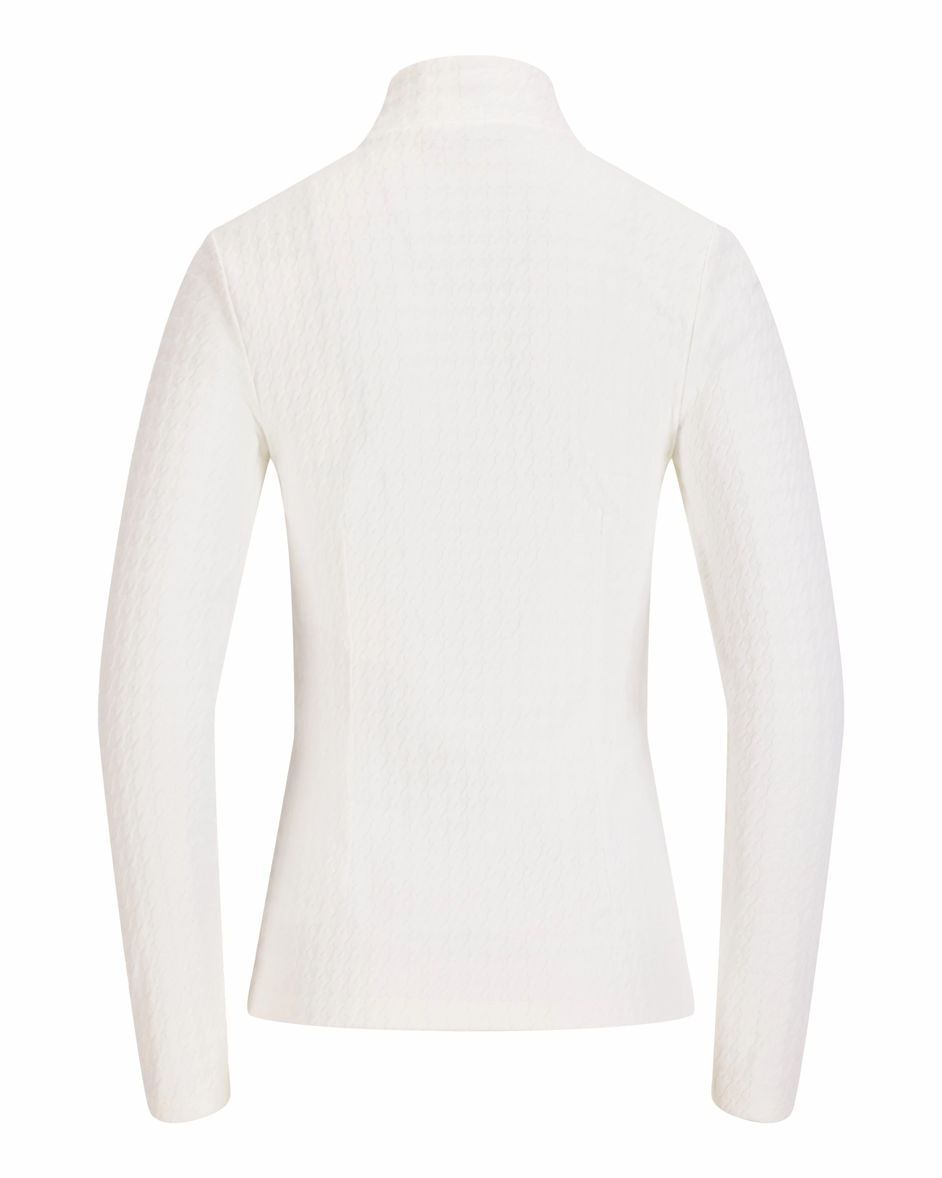 Houndstooth Jacquard High Neck T-Shirt - Ivory Non Restrictive Armhole Cut