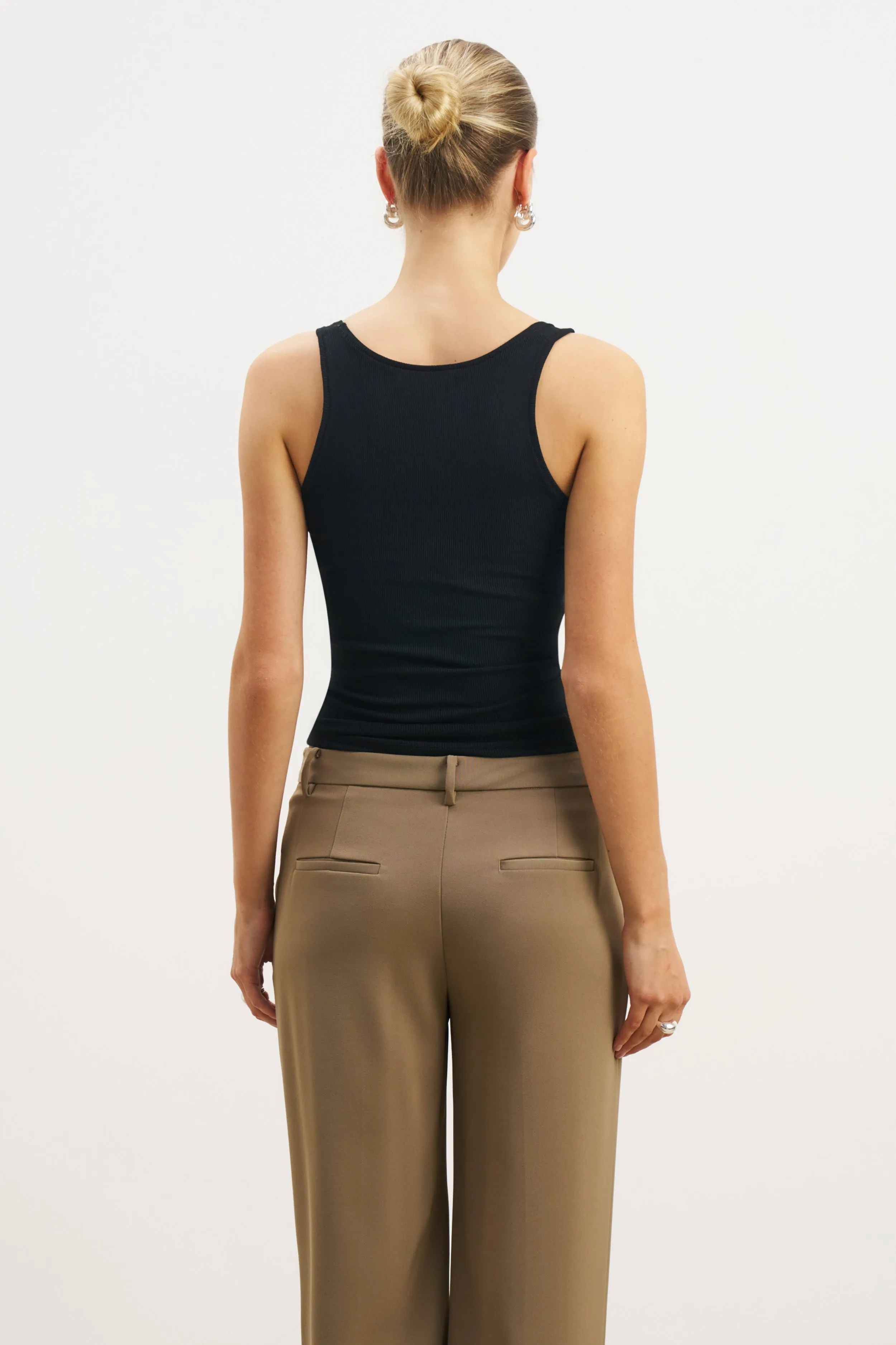 Soft Ribbed Tank Top - Black HygienicCoating
