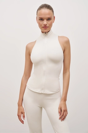 Base Sculpting Sleeveless Zip Up Jacket - Tofu Stretch Fit Top Compression Fit Technology