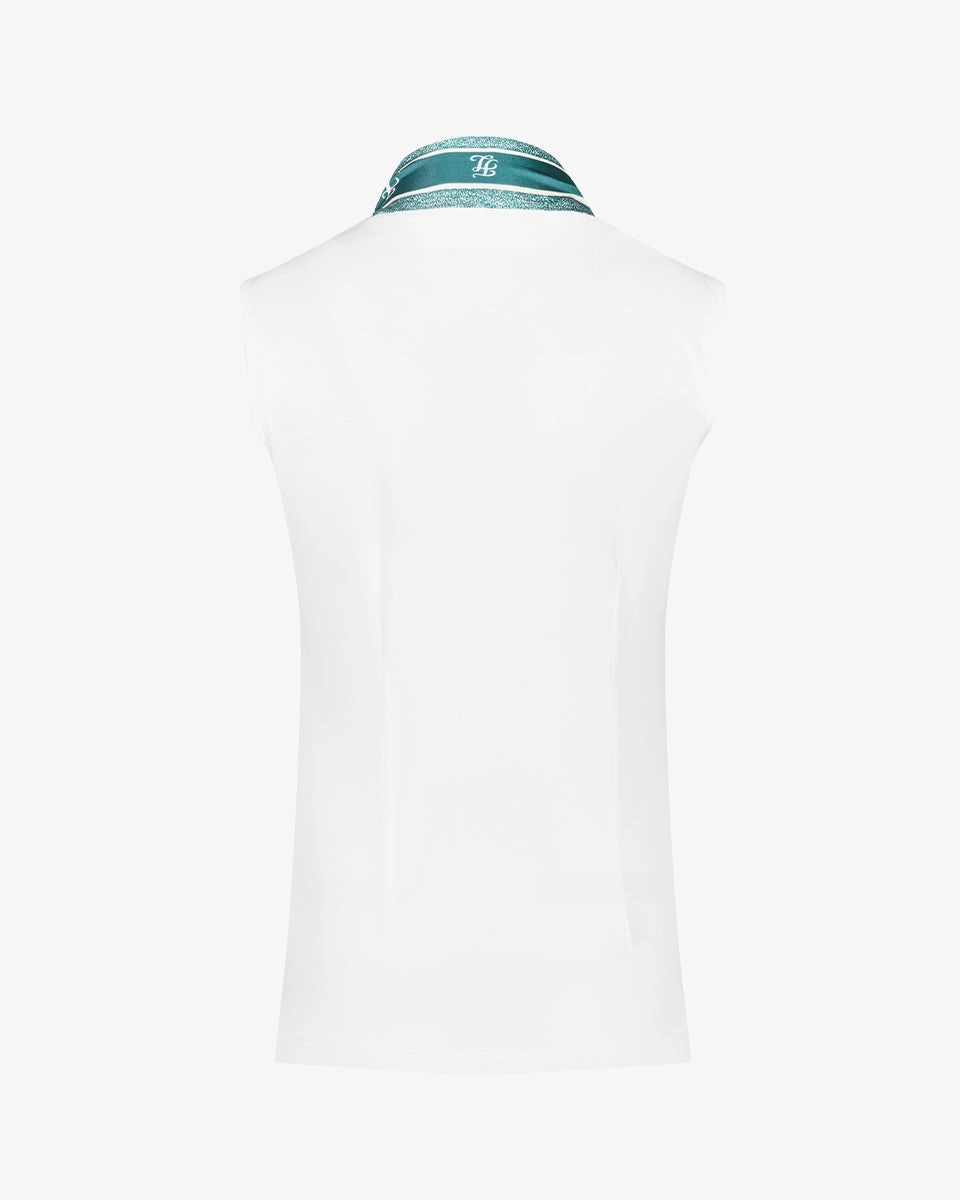 Botanical scarf set sleeveless t-shirt - White Textured Weave Pattern