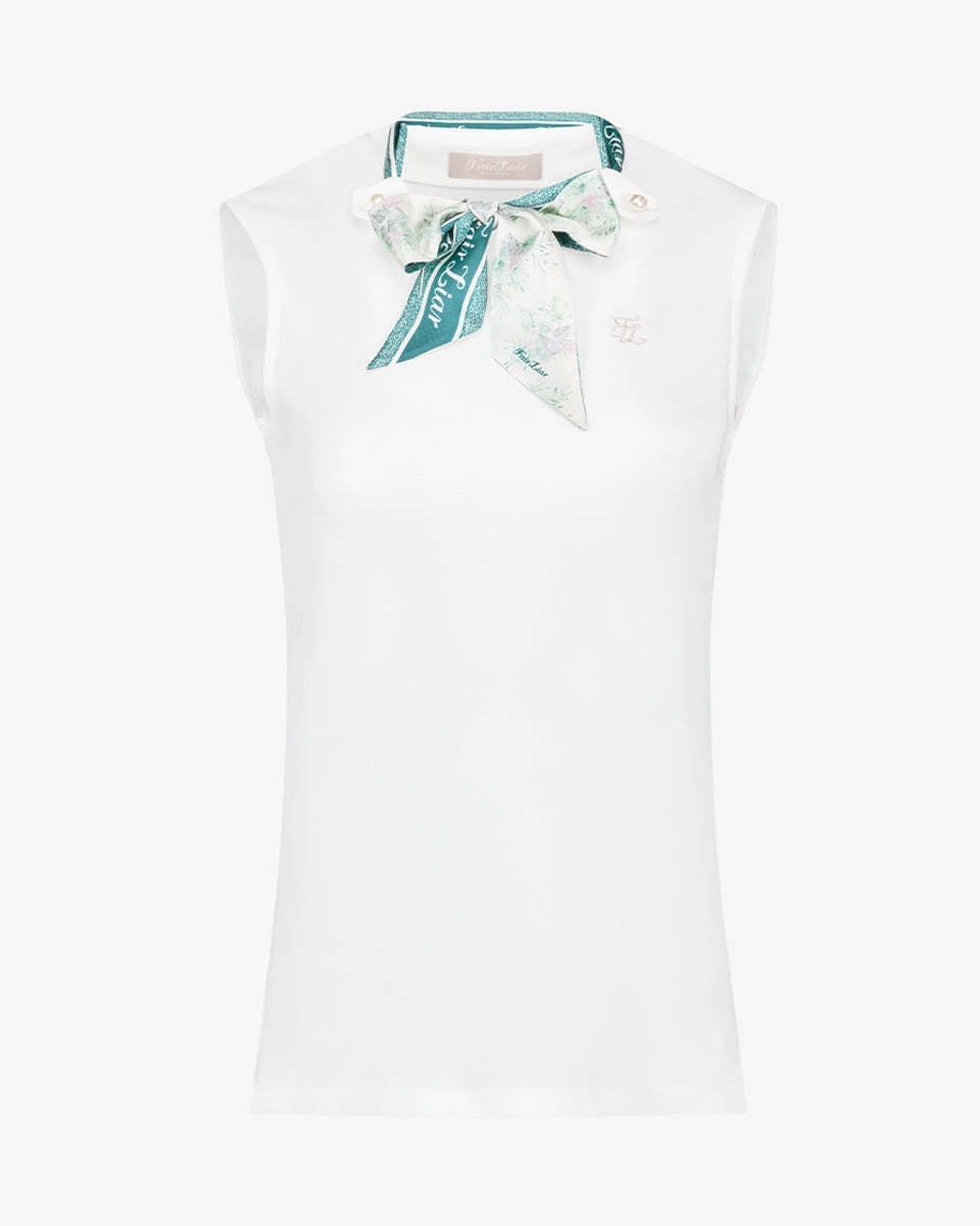 Botanical scarf set sleeveless t-shirt - White ThermalRegulation