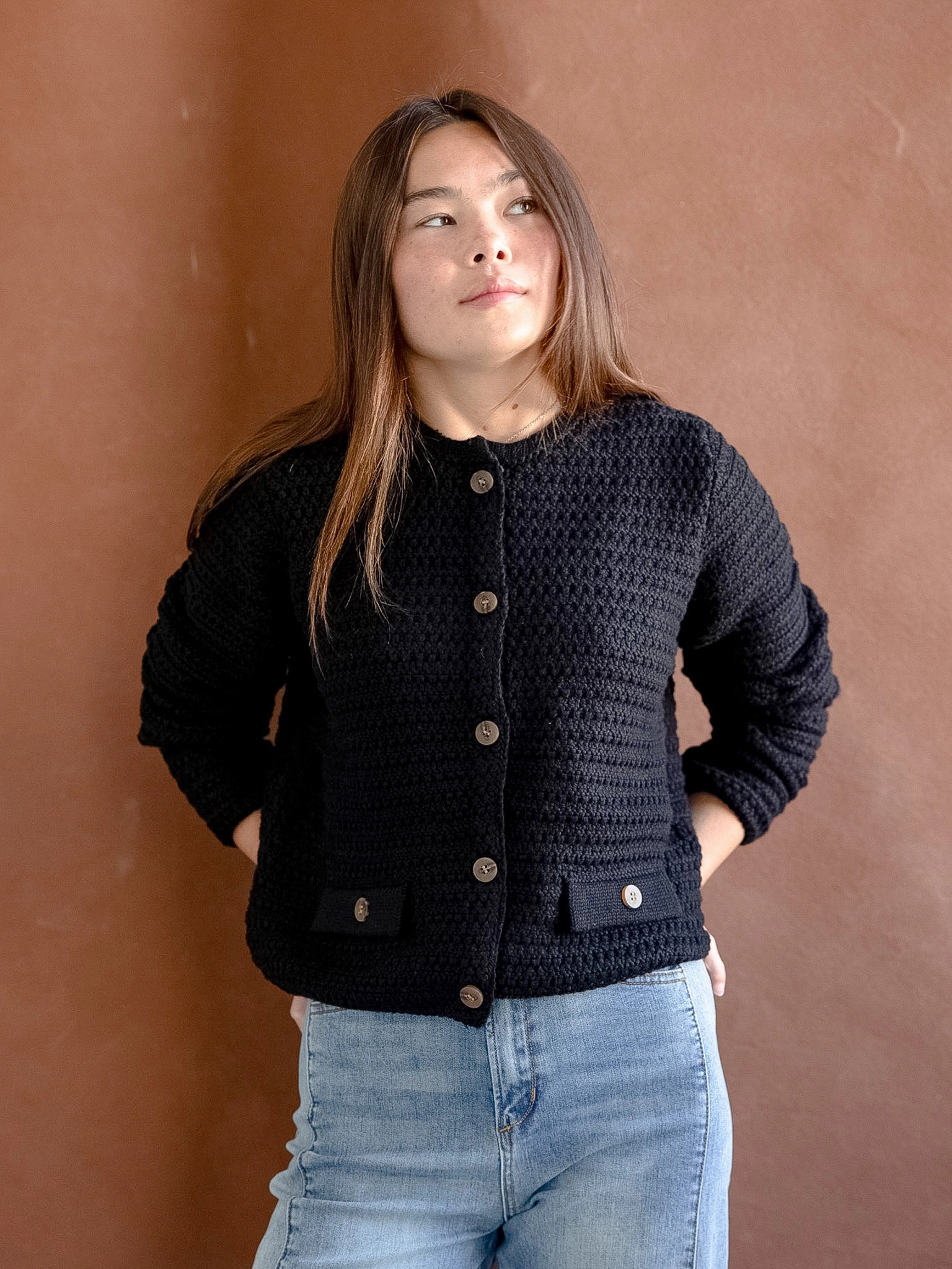 Cooper Pocket Cardigan - Black 3D Knitting Technology