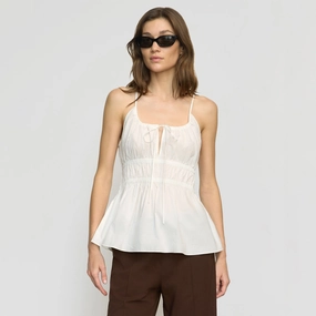 Jamila Organic Cotton Semi-Sheer Ruched Cami Long Sleeve Polo