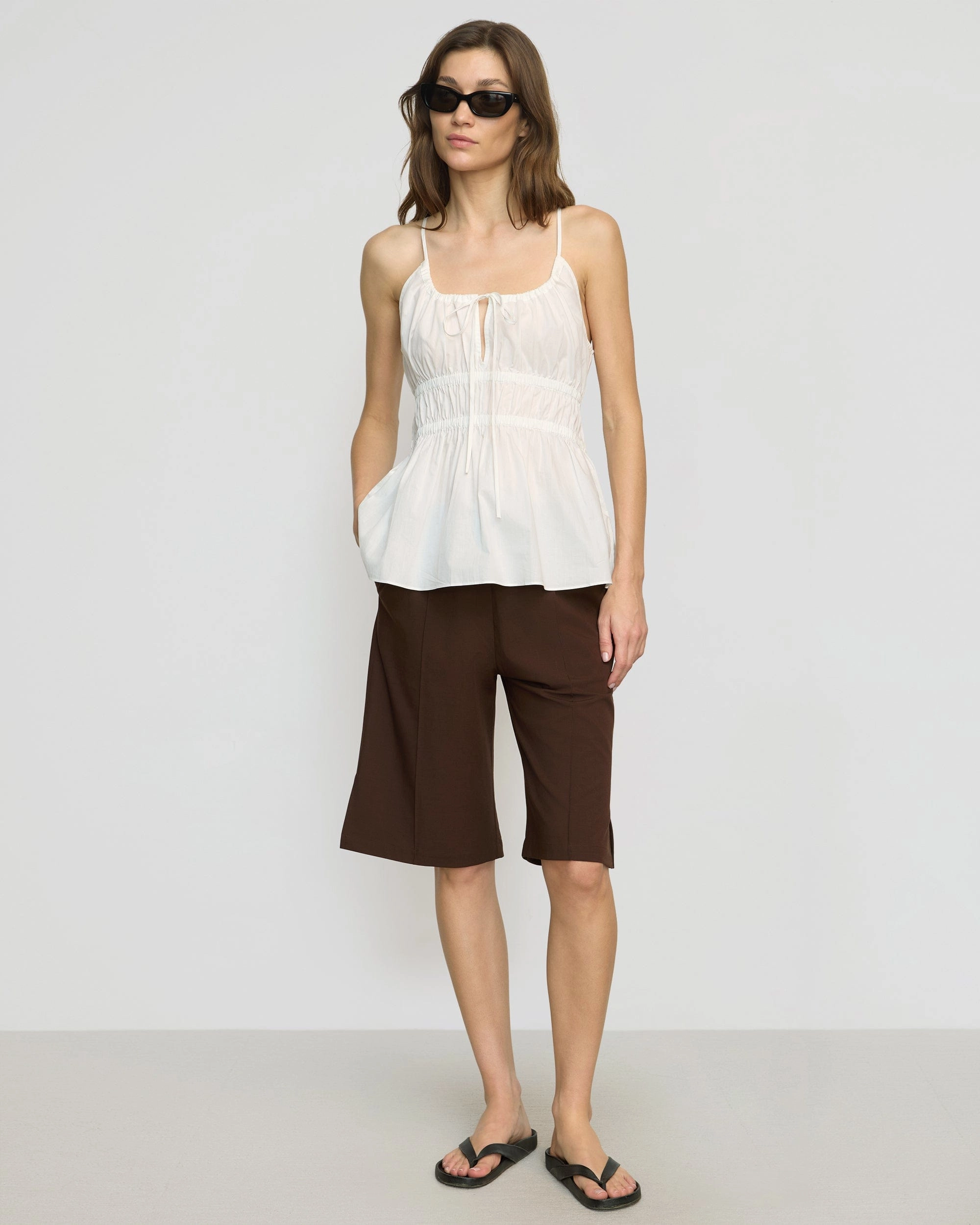 AntiStatic Weave Jamila Organic Cotton Semi-Sheer Ruched Cami