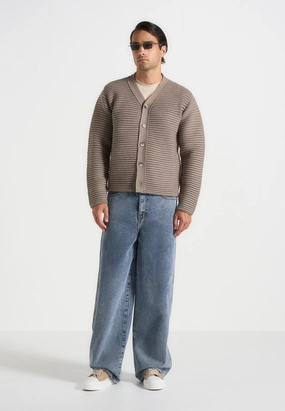 FadeResistant Treatment Warm Layers Anton - Ribbed Knit Cardigan - Taupe