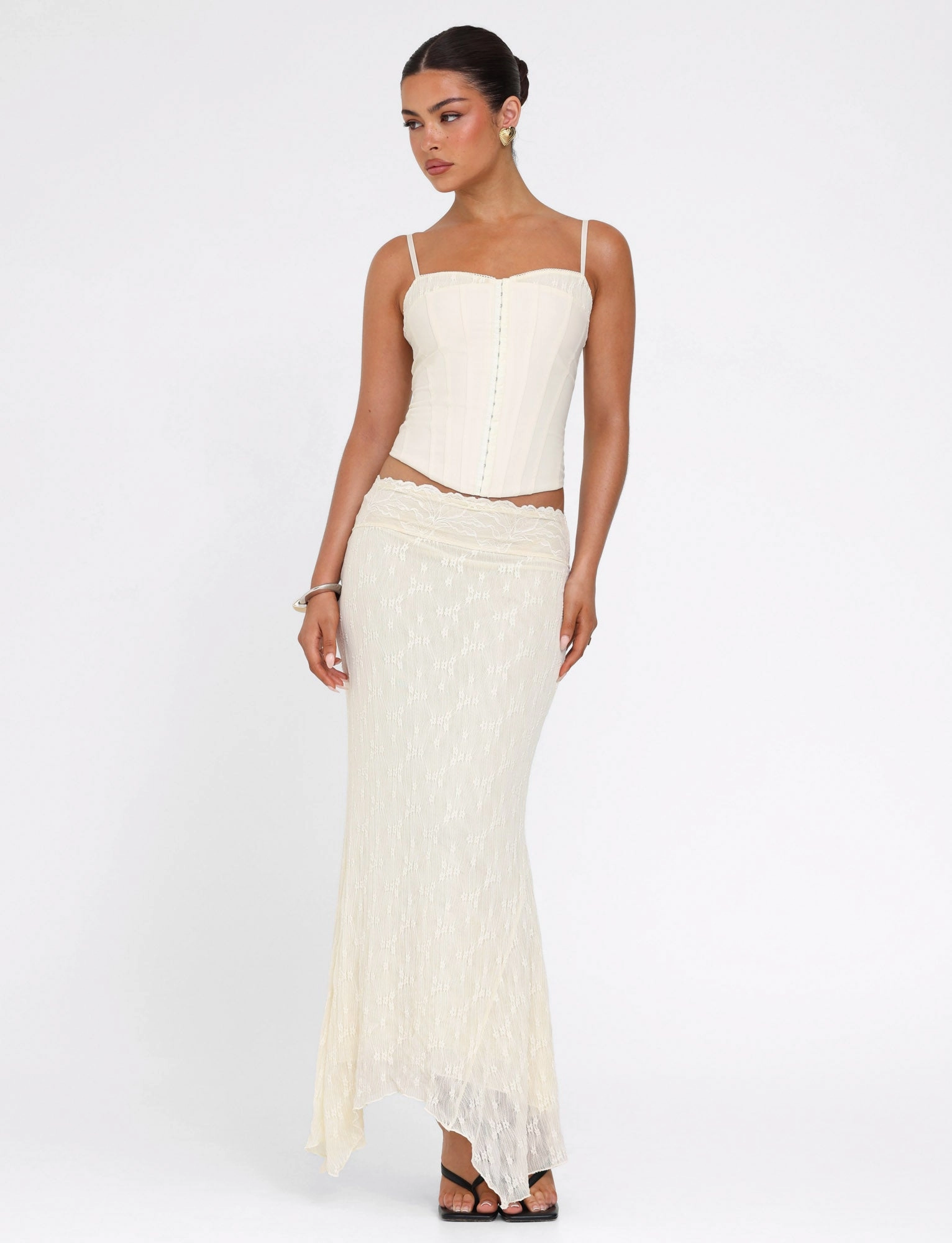 ANTONELLA TOP - WHITE : BONE : CREAM HighElasticity Thread