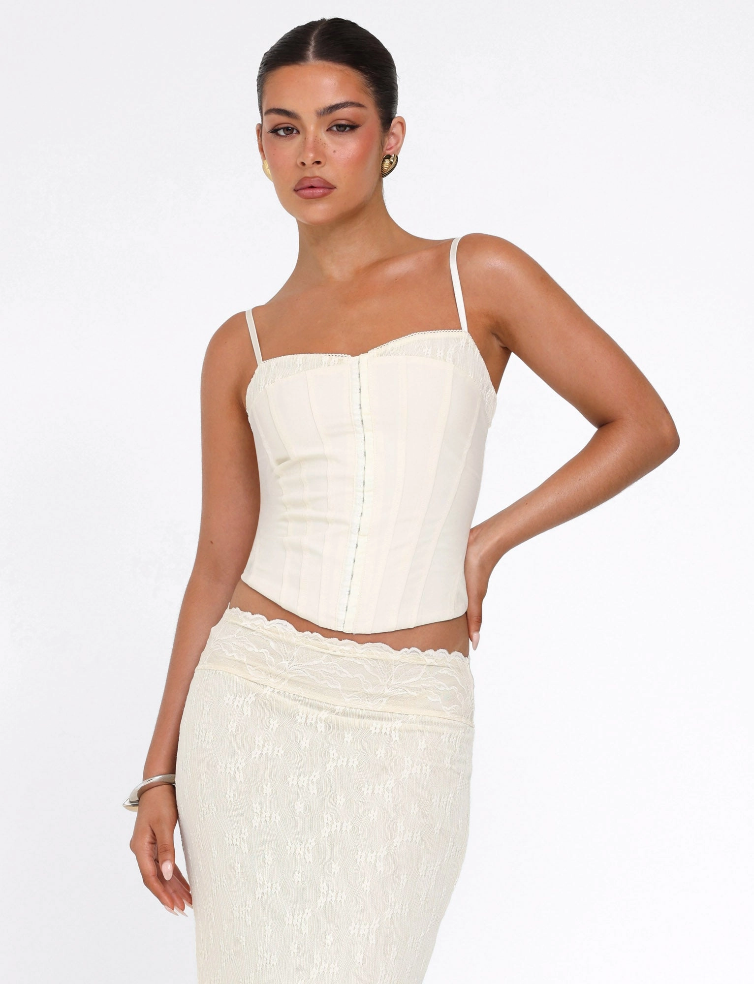 ANTONELLA TOP - WHITE : BONE : CREAM Vintage Shirt Chic Cardigan