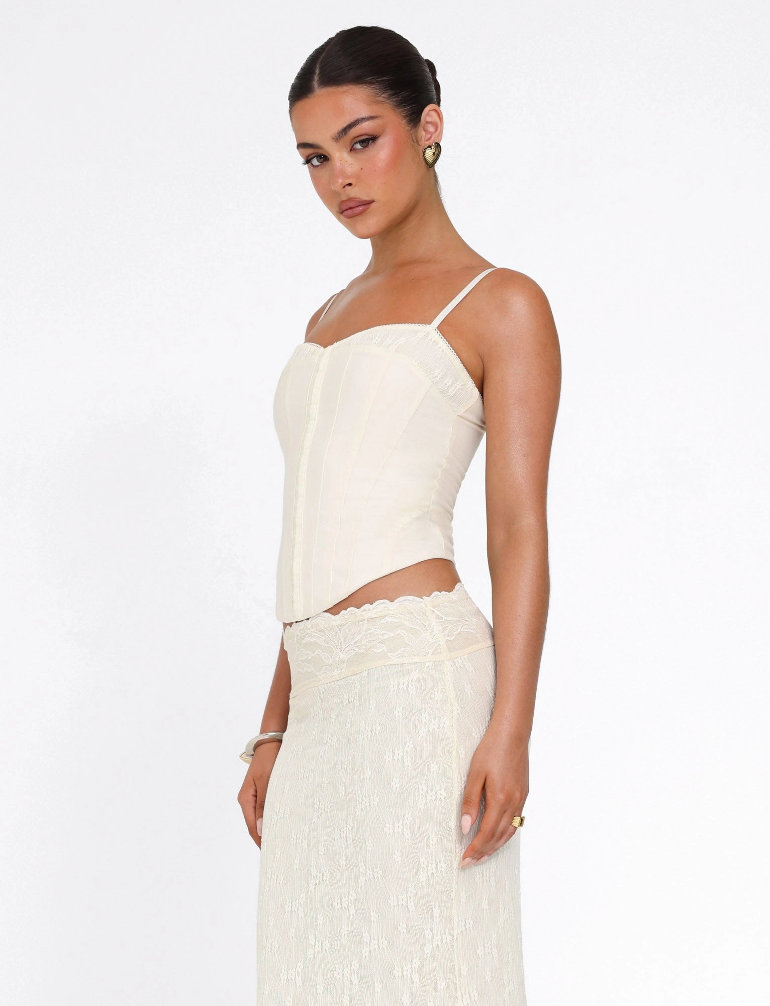 ANTONELLA TOP - WHITE : BONE : CREAM MinimalistAesthetic Rolled Hem Finish