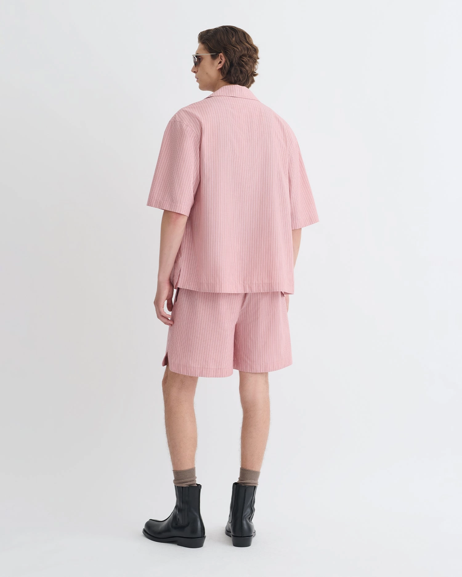 Colorfast Dye Method Flex Fit Shoulder Construction Anwel - Striped Shirt - Pink