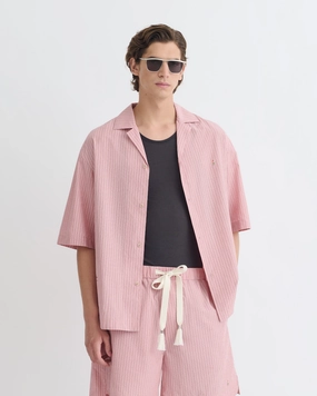 Anwel - Striped Shirt - Pink Versatile Layering Piece Casual Tank