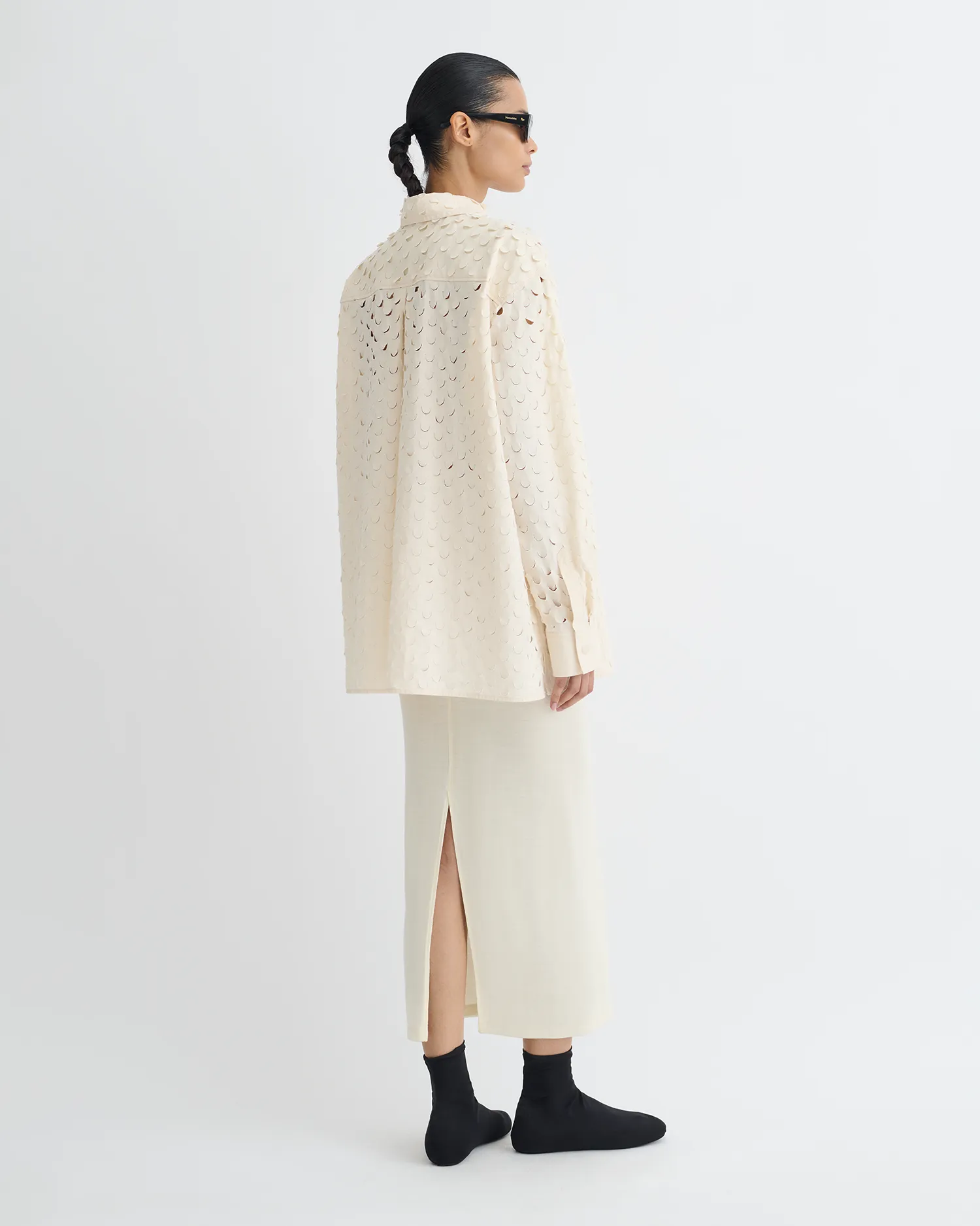 Aphea - Laser Cut Heavy Poplin Shirt - Creme Quick Adjust Toggles Exclusive item