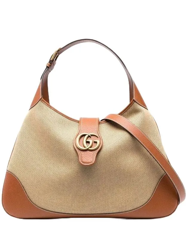Aphrodite Large Canvas Shoulder Bag Beige Brown