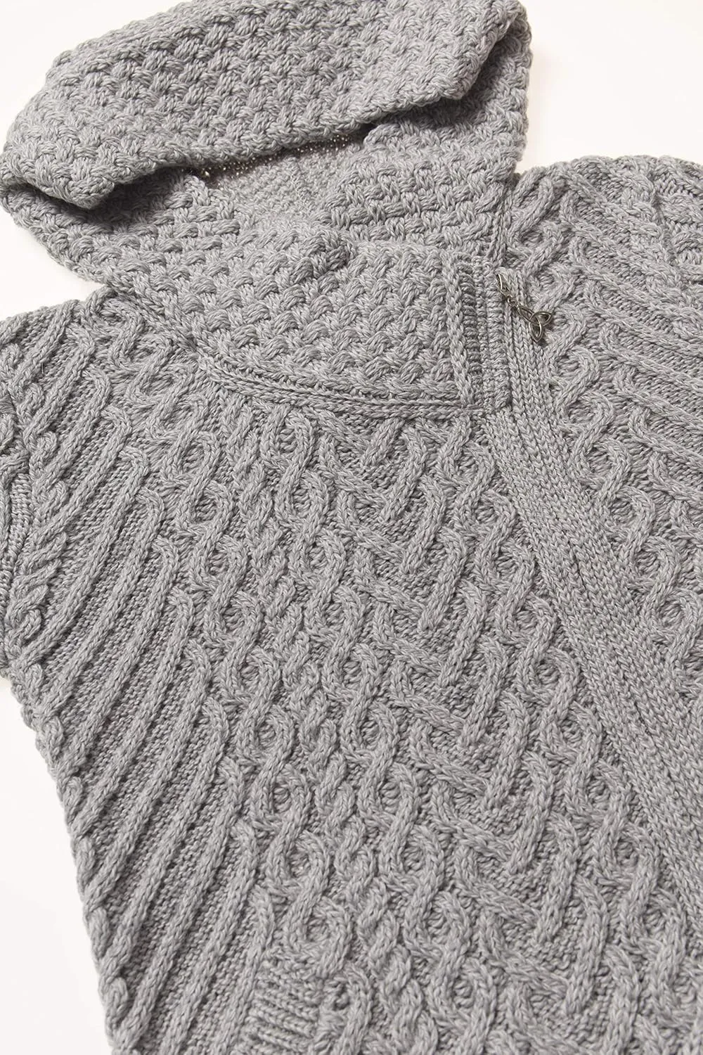 Aran Crafts Women's Cable Knit Comfortable Side Zip Hoodie (100% Merino Wool)