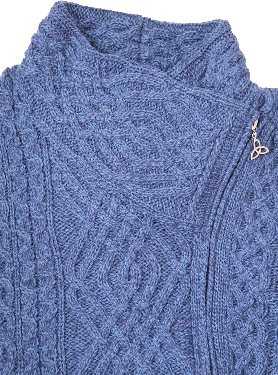 Aran Crafts Women's Irish Cable Knitted Wool Side Zip Cardigan (100% Merino Wool)
