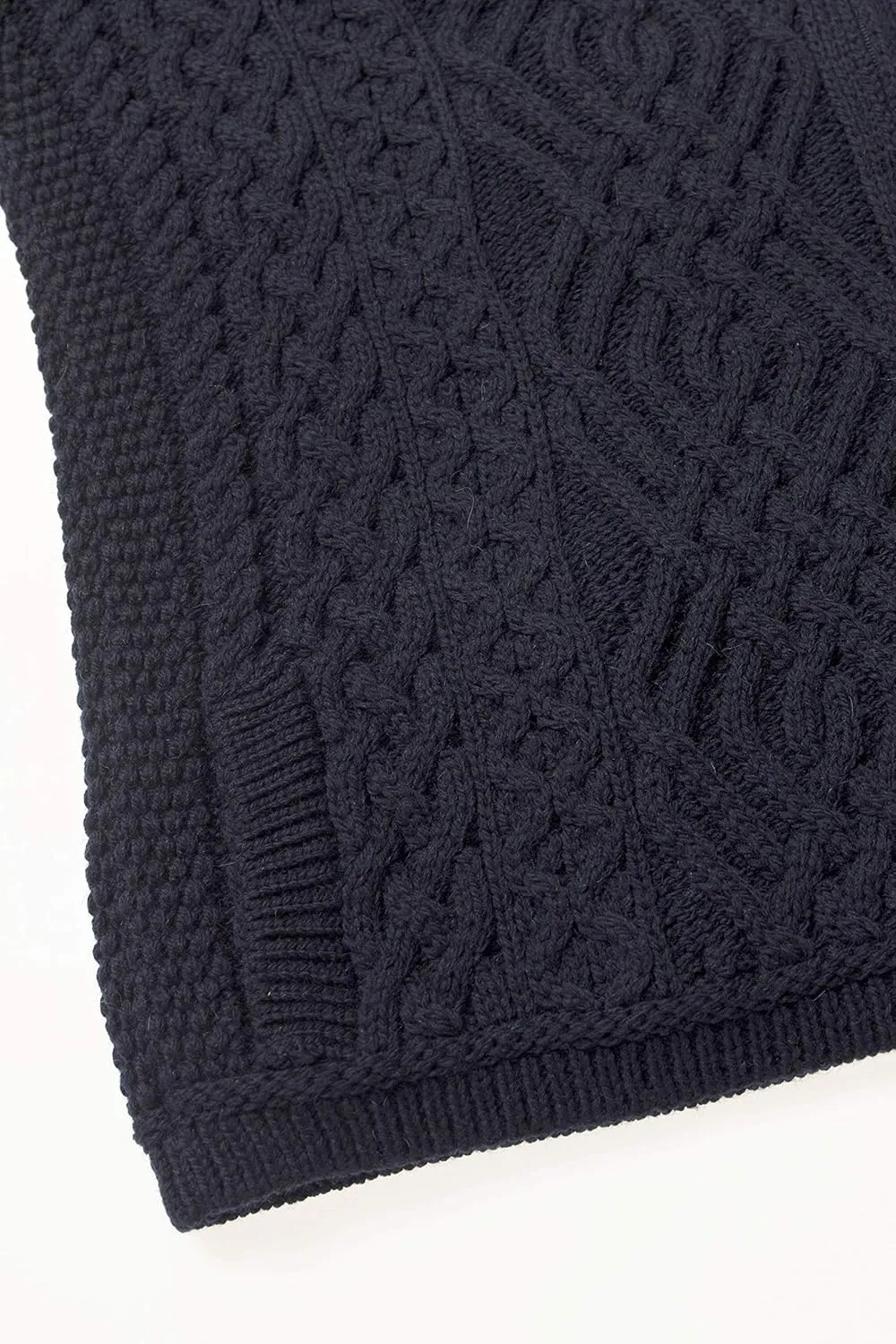 Aran Crafts Women's Irish Cable Knitted Wool Side Zip Cardigan (100% Merino Wool)