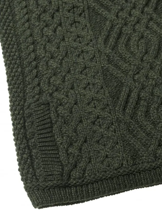 Aran Crafts Women's Irish Cable Knitted Wool Side Zip Cardigan (100% Merino Wool)