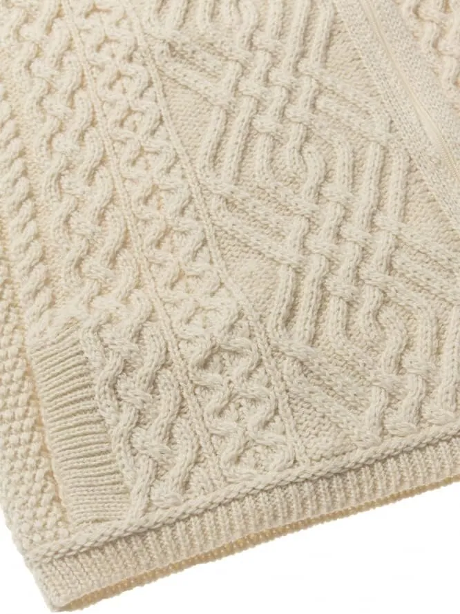 Aran Crafts Women's Irish Cable Knitted Wool Side Zip Cardigan (100% Merino Wool)