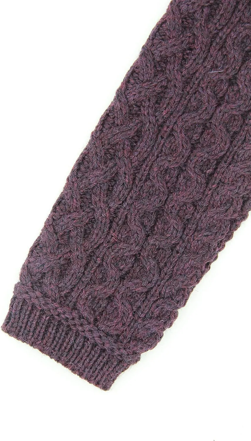 Aran Crafts Women's Irish Cable Knitted Wool Side Zip Cardigan (100% Merino Wool)
