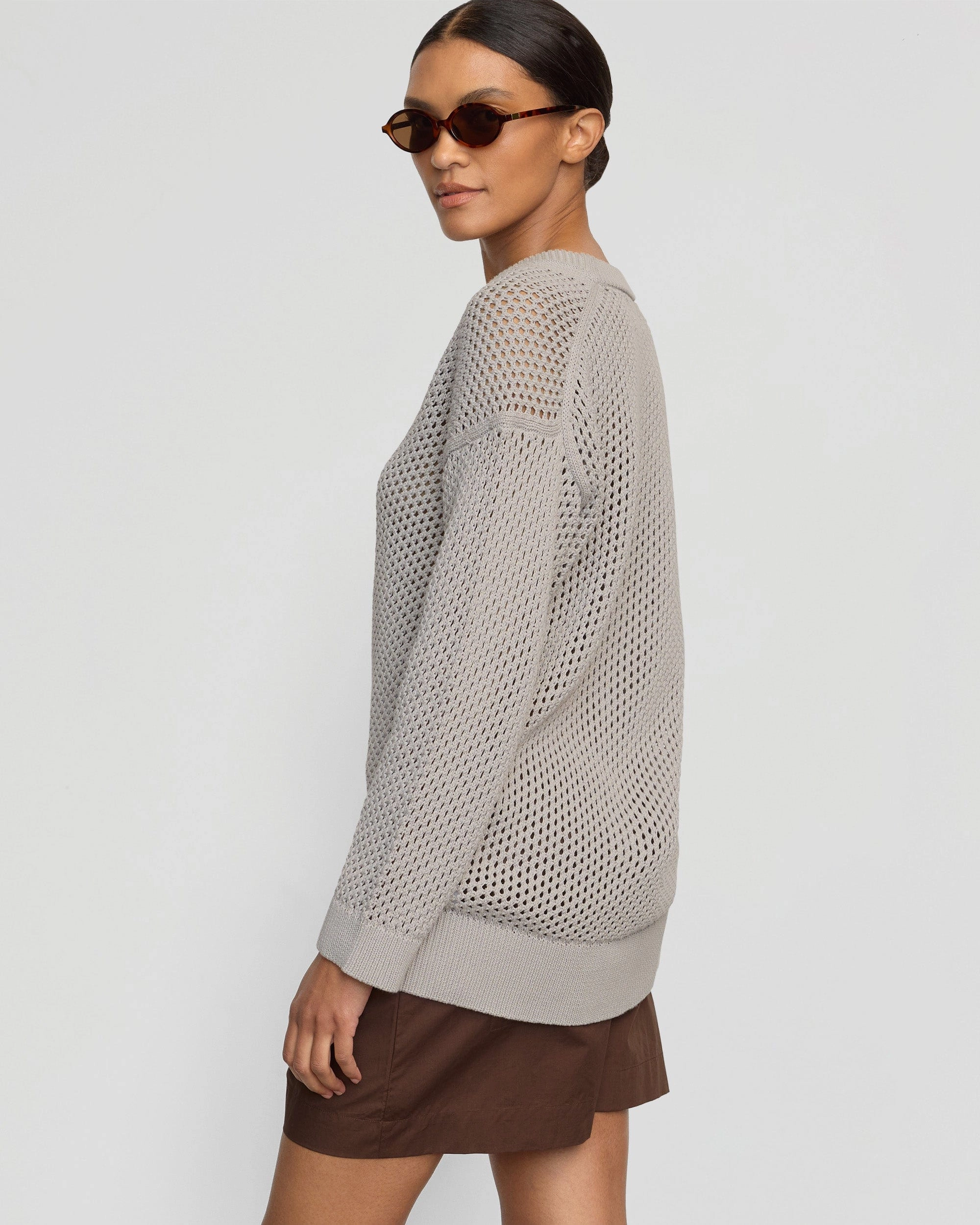 Cold Day Look Archana Open Knit U-Neck Sweater