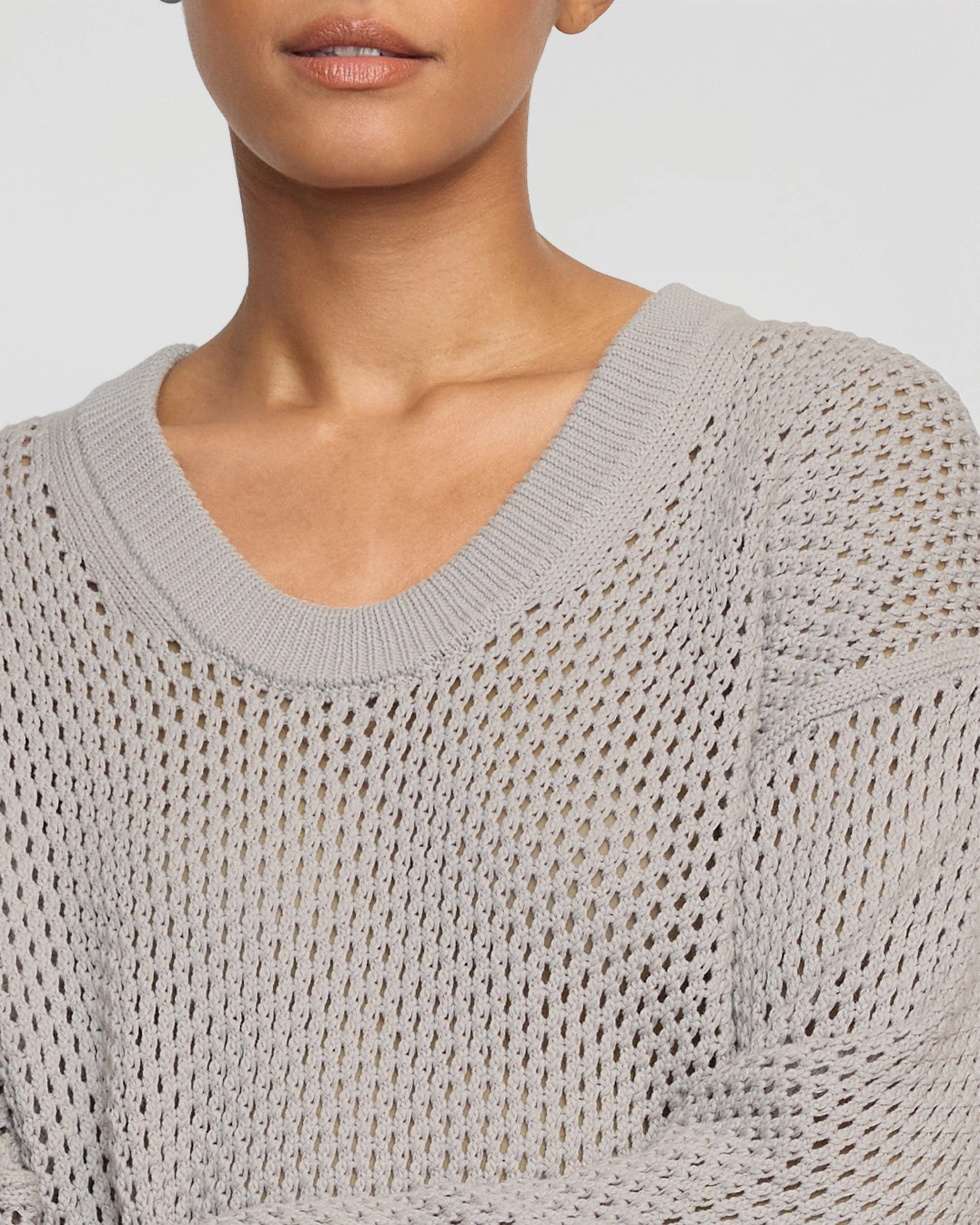 Chilly Weather Fashion Soft Touch Comfort Archana Open Knit U-Neck Sweater