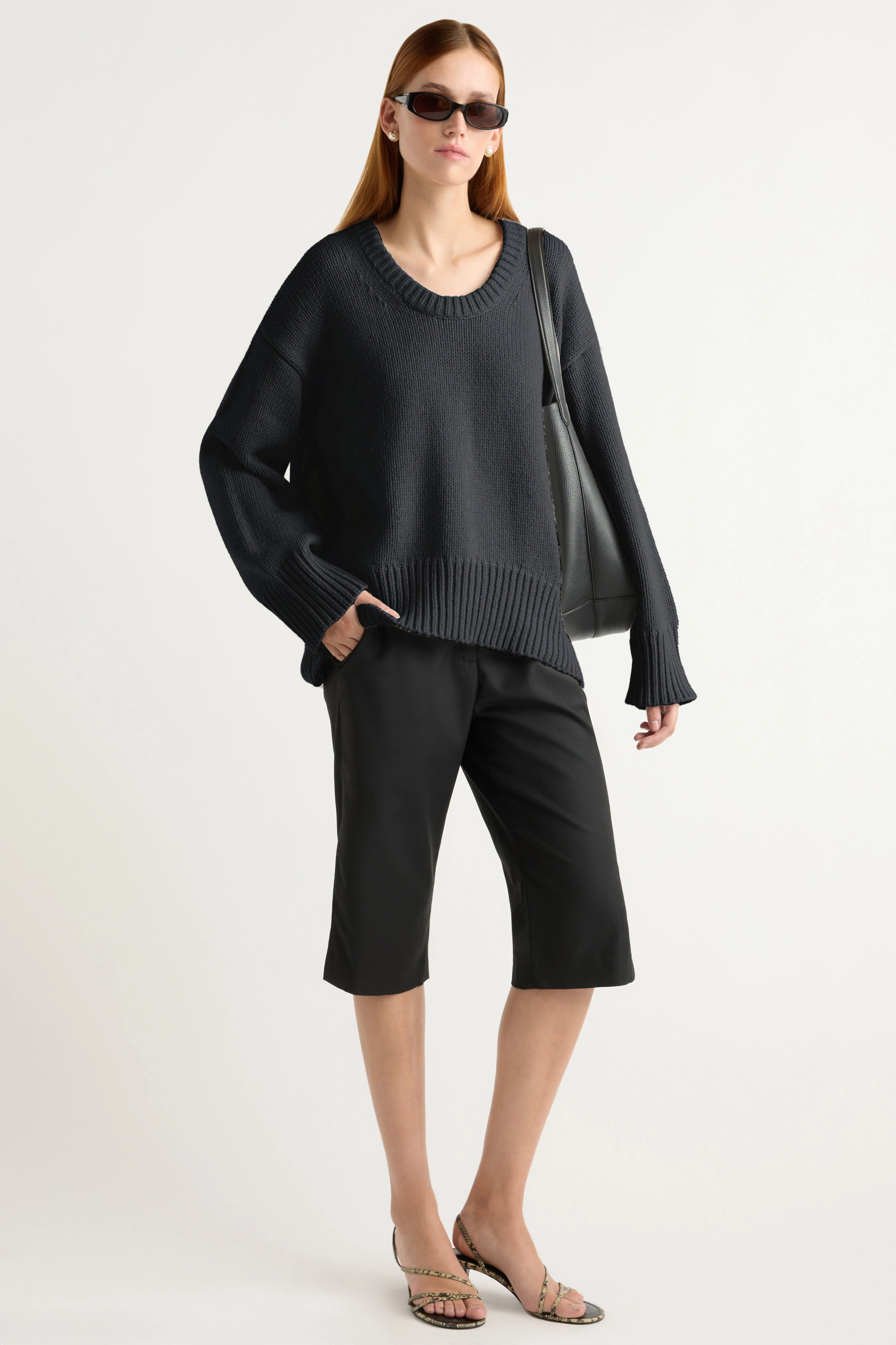 Oversized Fit Warm Touch Archie Deep U-Neck Sweater
