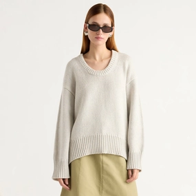 Knitwear Comfort Double Layered Collar Archie Deep U-Neck Sweater
