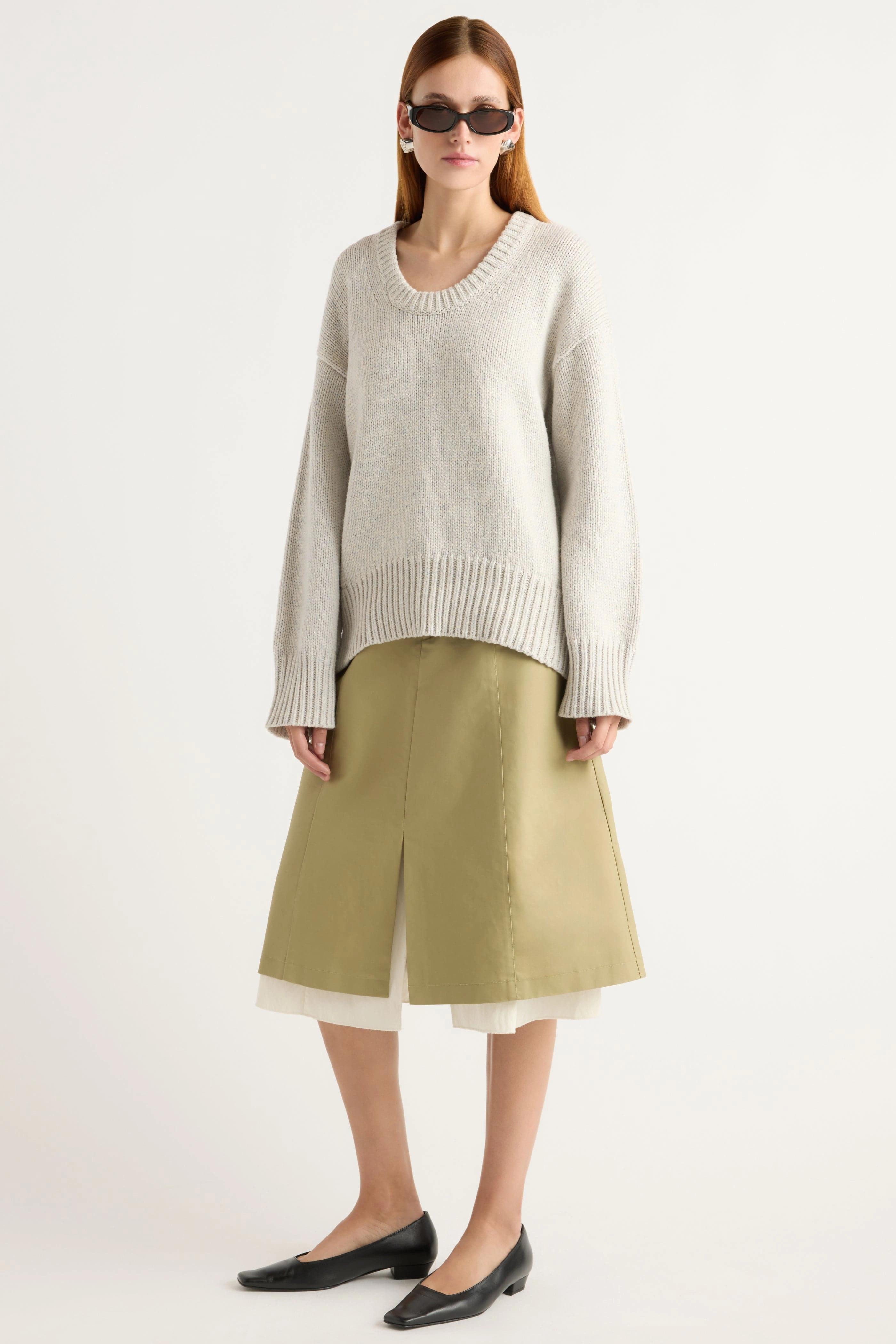 Knit Layering Casual Performance Wear Archie Deep U-Neck Sweater