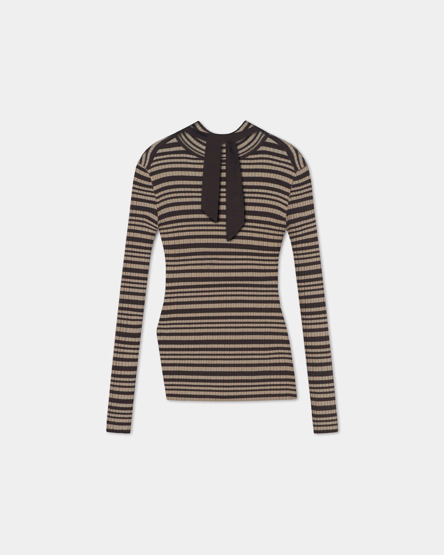 TearResistant MultiFunctional Pocket Placement Arella - Fine Merino Rib Long Sleeved Top - Black/Brown/Green Stripe