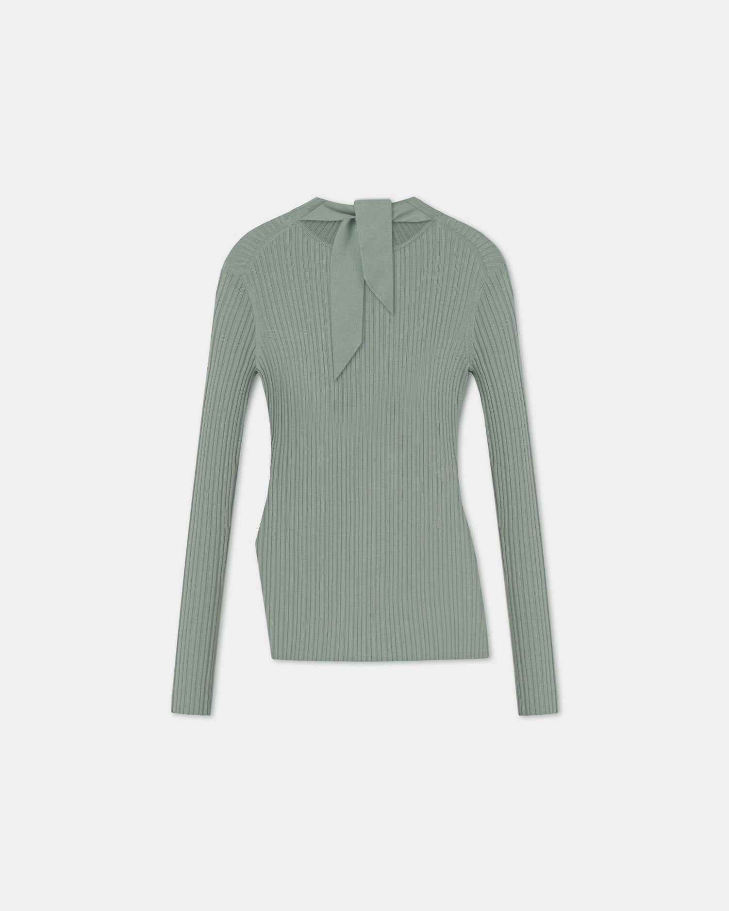 Machine Washable Fabric Arella - Fine Merino Rib Long Sleeved Top - Sage