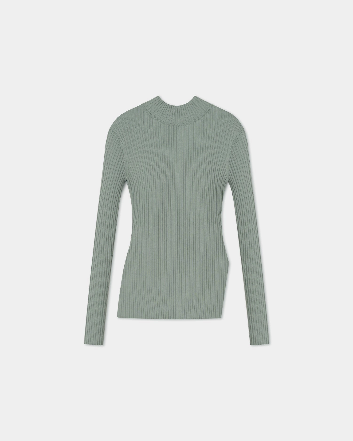 Gym Wear Airflow Ventilation Zones Arella - Fine Merino Rib Long Sleeved Top - Sage