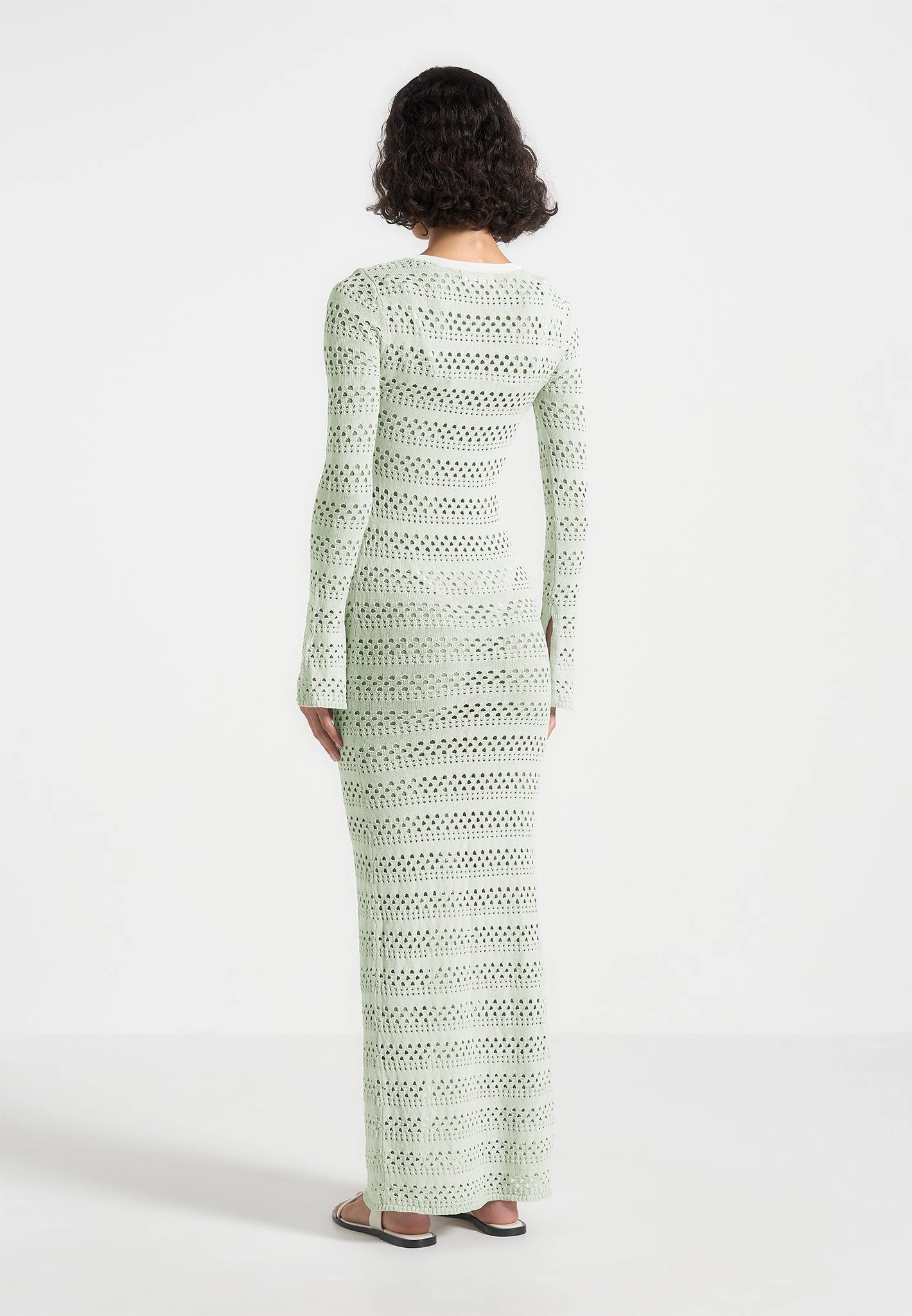 HighDensity Knit Aria - Pointelle Knit Cover Up - Sage/White