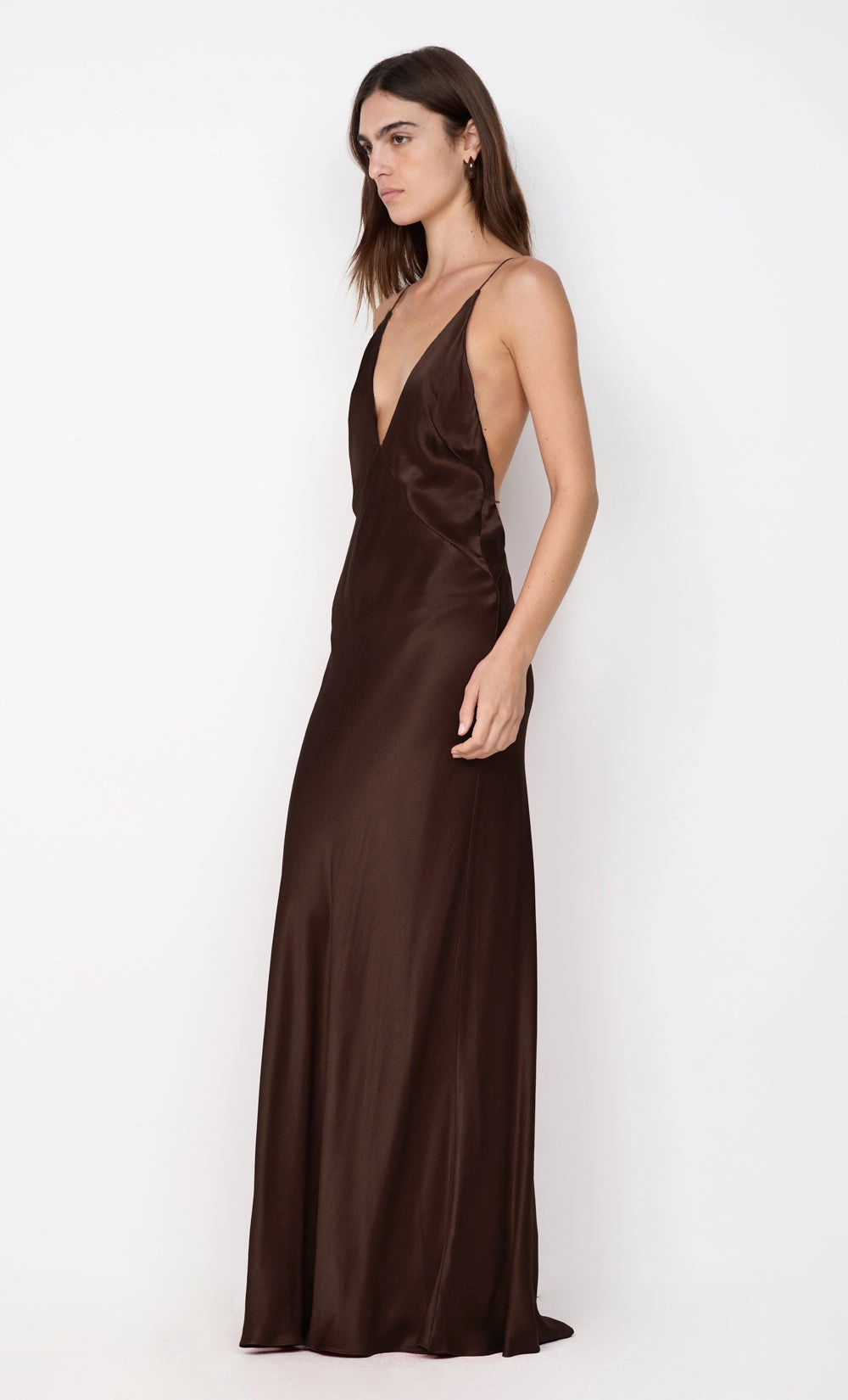 Front-Slit ARIAHN MAXI DRESS - DARK CHOCOLATE