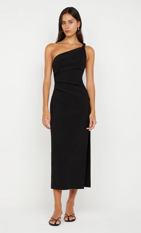 ARIVEN ASYM MIDI DRESS - BLACK Chic Wear Flattering Fit for All
