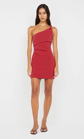 Walk Grace All Fit Style ARIVEN ASYM MINI DRESS - CHERRY