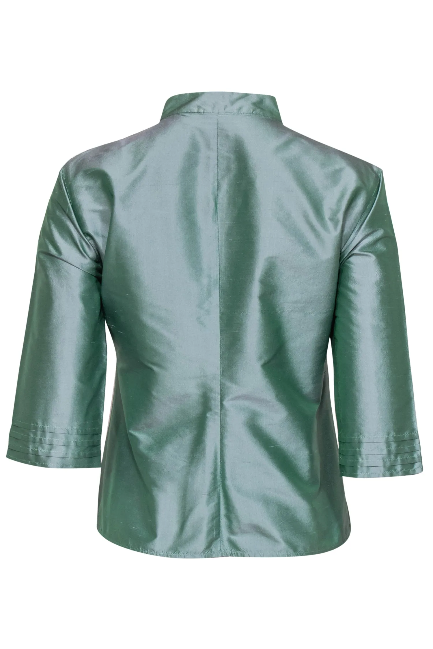 Armani Collezioni - Aqua Green Metallic Silk Satin Button-Front Blouse Sz 6
