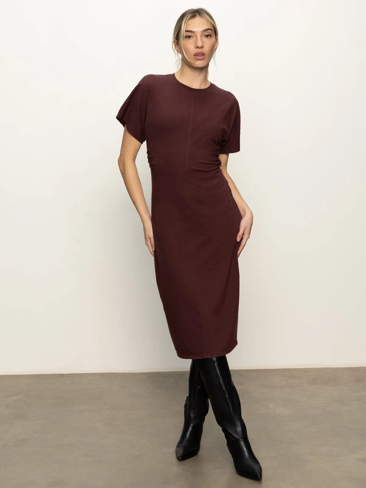 Perfect for Layering Cinched Waist T-Shirt Dress Chicory