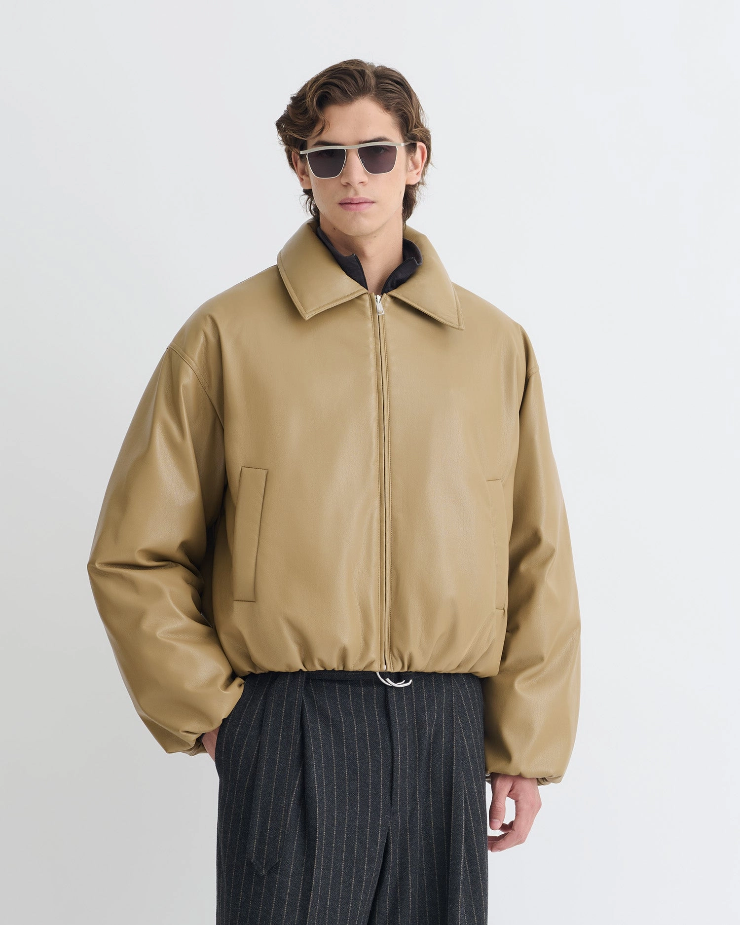 Makeup ribbon Asger - Padded Okobor? Alt-Leather Jacket - Muted Khaki