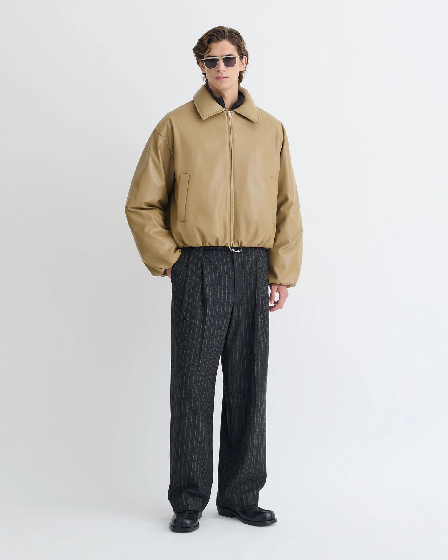 Quality Asger - Padded Okobor? Alt-Leather Jacket - Muted Khaki