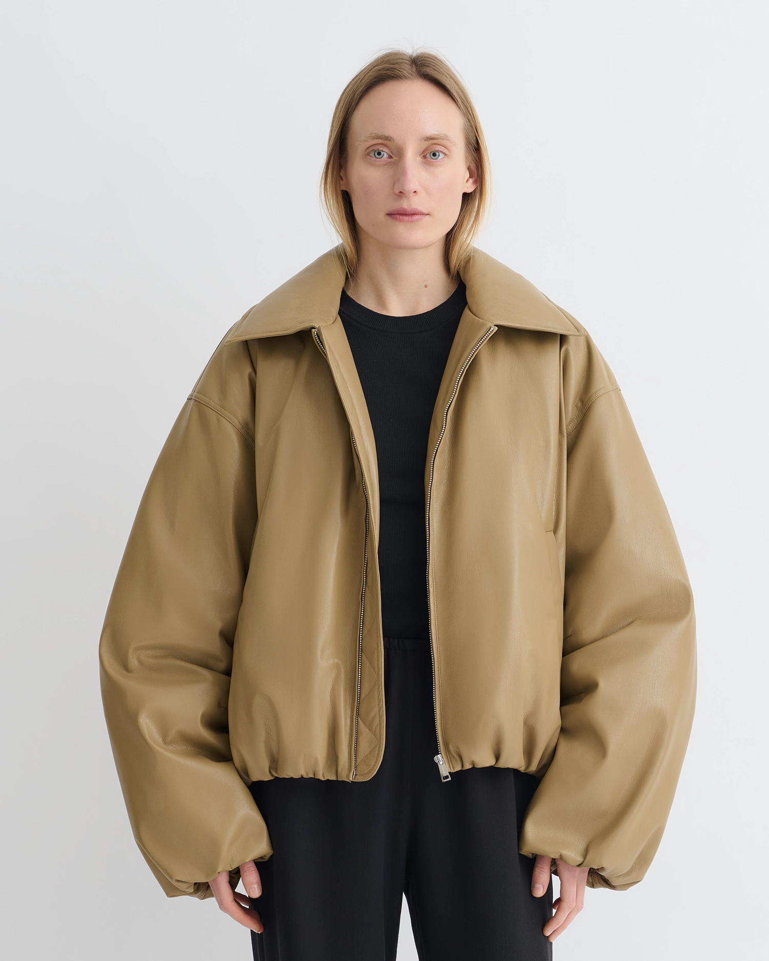 Asger - Padded Okobor? Alt-Leather Jacket - Muted Khaki Workout clothing Expedition gear