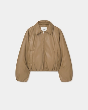 Asger - Padded Okobor? Alt-Leather Jacket - Muted Khaki Sweat Resistant Coating resin