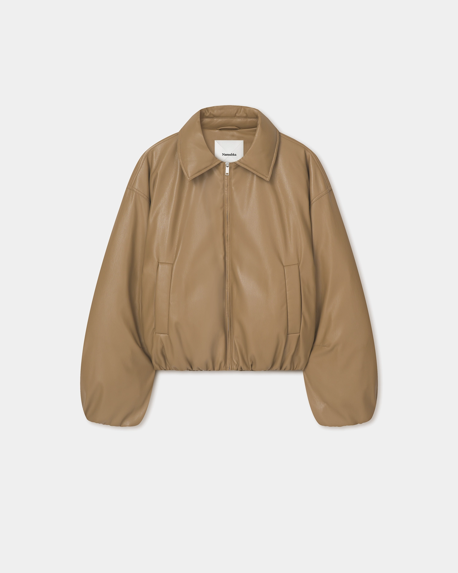 Asger - Padded Okobor? Alt-Leather Jacket - Muted Khaki Sweat Resistant Coating resin