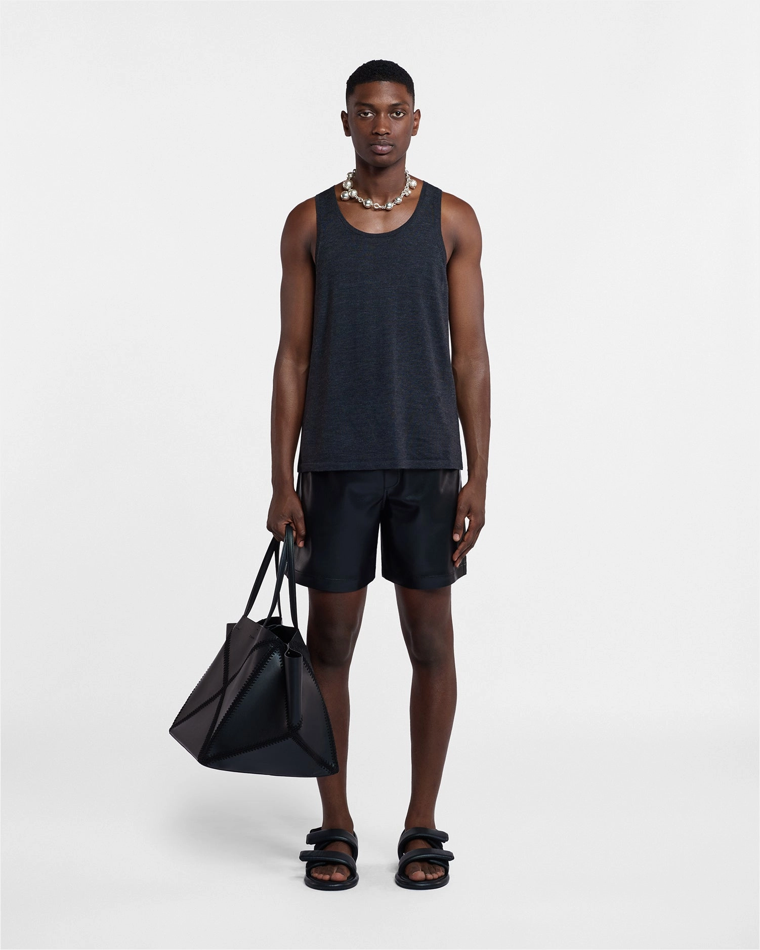 Asher - Merino Wool Tank Top - Charcoal Trendy Cardigan