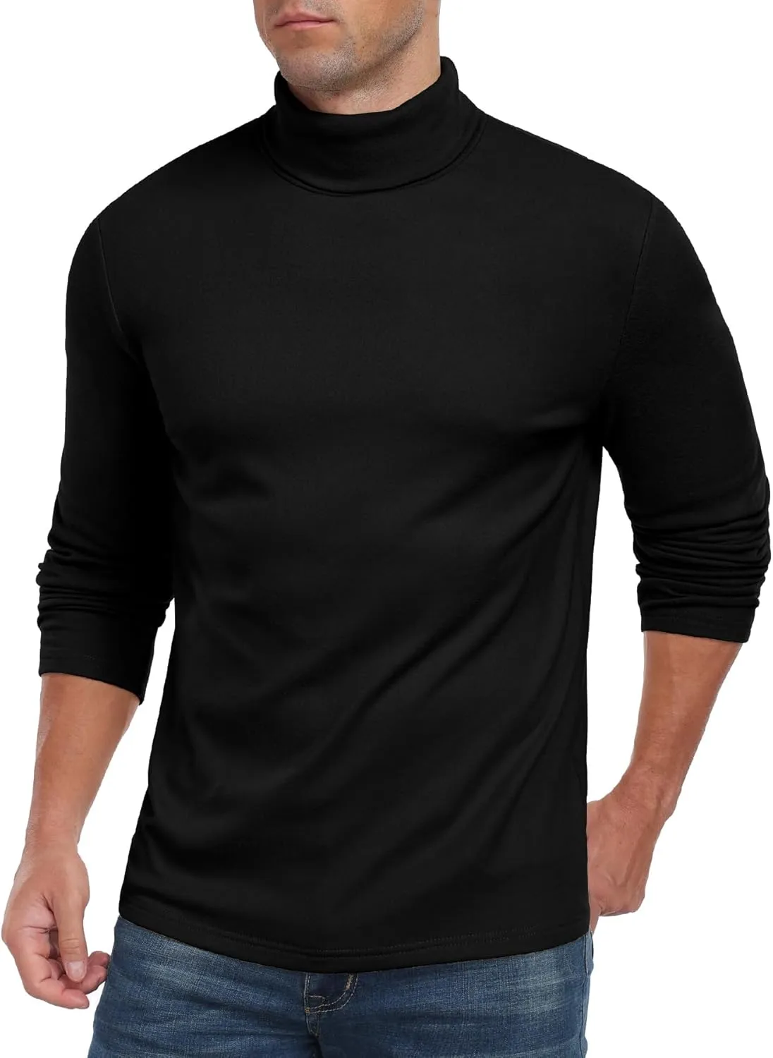 Askdeer Men's Turtleneck Long Sleeve Shirts Thermal Underwear Tops Basic Pullover Sweater Tees