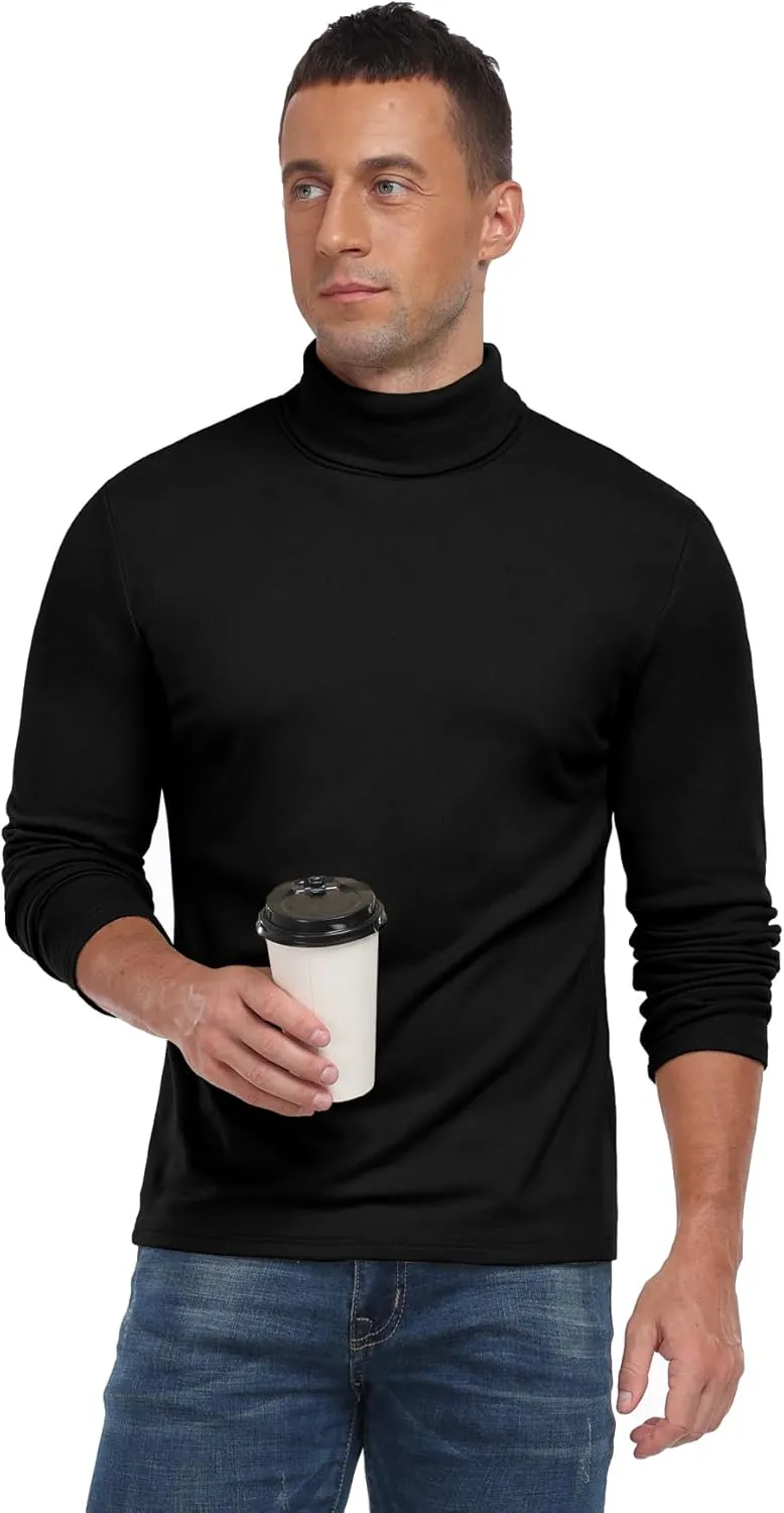 Askdeer Men's Turtleneck Long Sleeve Shirts Thermal Underwear Tops Basic Pullover Sweater Tees
