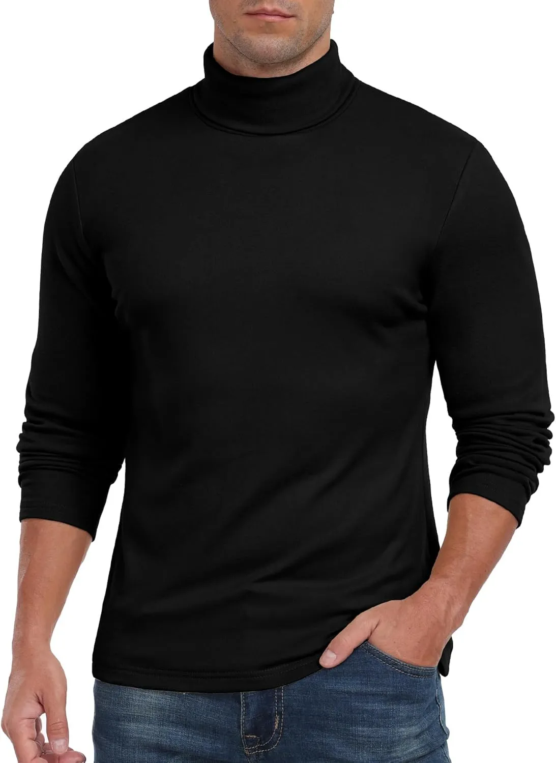 Askdeer Men's Turtleneck Long Sleeve Shirts Thermal Underwear Tops Basic Pullover Sweater Tees
