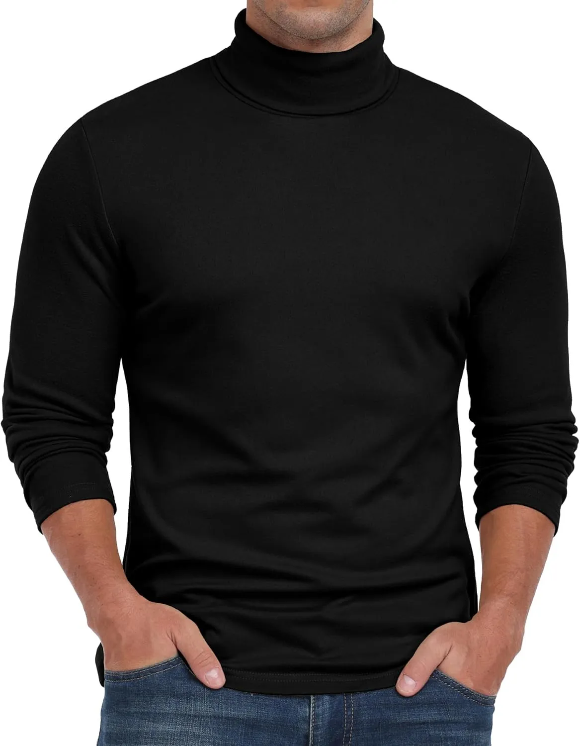 Askdeer Men's Turtleneck Long Sleeve Shirts Thermal Underwear Tops Basic Pullover Sweater Tees
