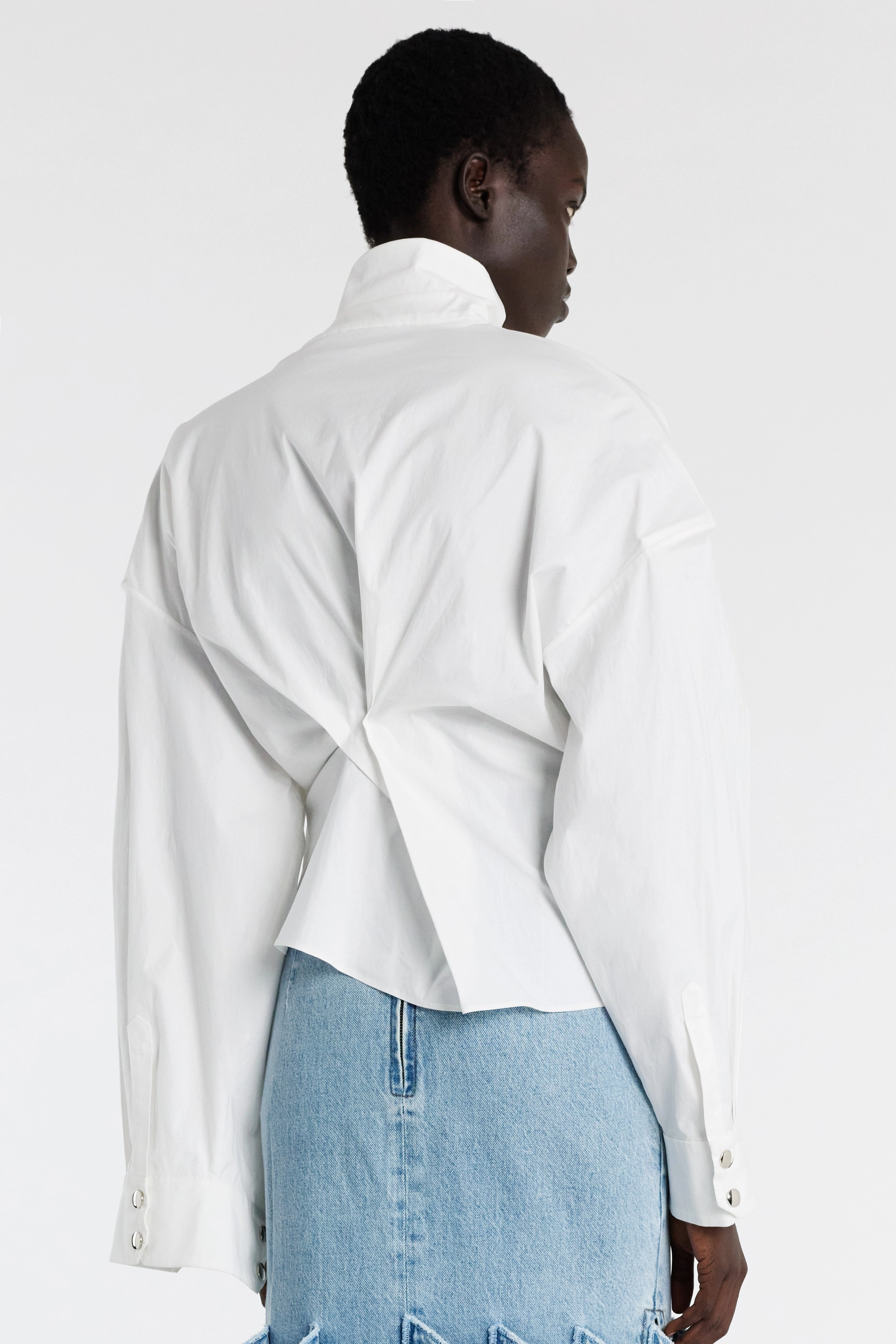 Asymmetric Collar Shirt White Breathable Hoodie MoistureWicking Material