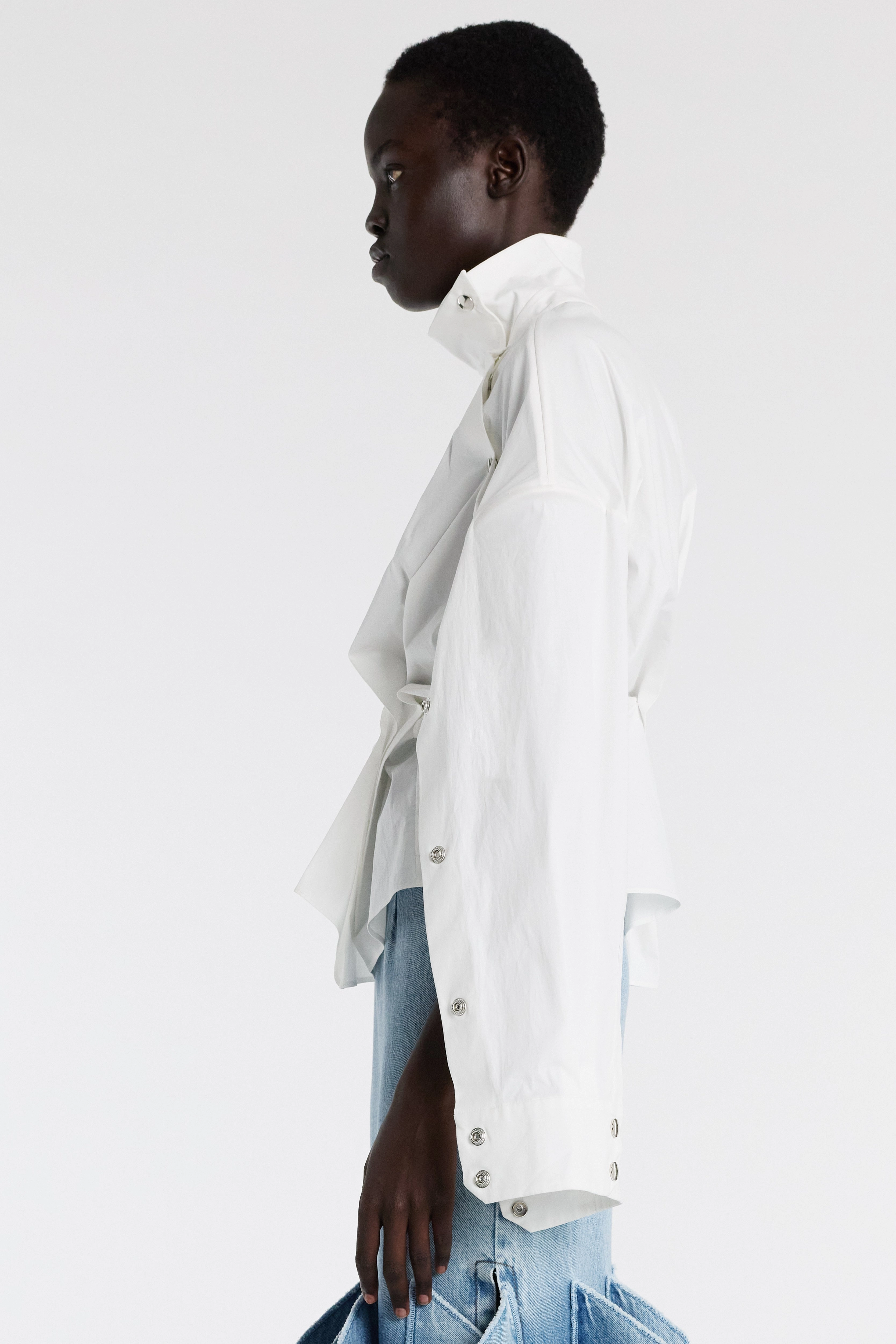 FlexFoamInserts Asymmetric Collar Shirt White